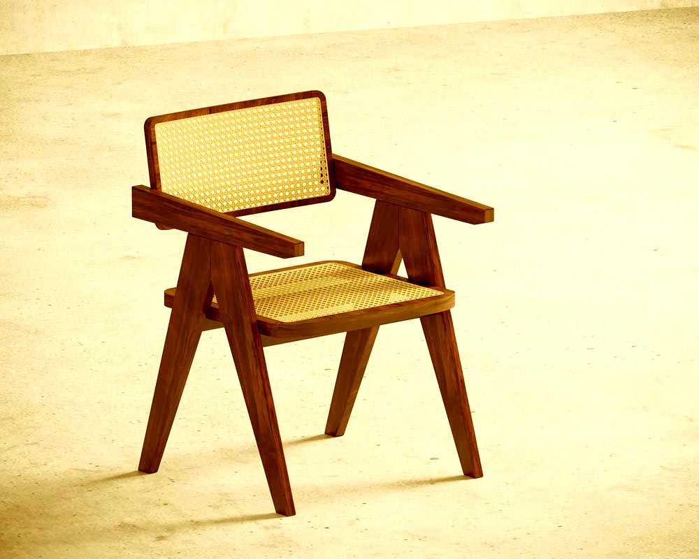 Headerd Chair[Seat Charu-Plastic Cain Work][Teak C